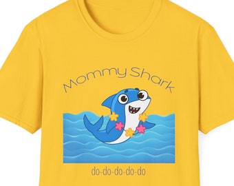 Mammahaj-t-shirt för mamma, mamma och jag, rolig mamma-t-shirt för mamma, söt babyhaj-t-shirt, gåva för mamma, familje-t-shirt