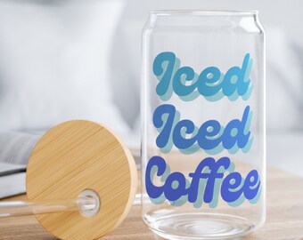 Glazen beker voor ijskoffie Glazen mok voor ijskoffie Cadeau voor koffieliefhebber Mok met deksel Heldere koffiemok Aangepaste mok Leuke koffiemok cadeau