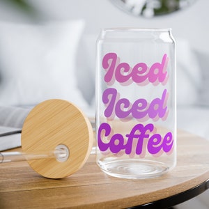 Eiskaffeeglas Becher für Eiskaffee Sipper Becher mit Deckel Geschenk für Sie Sommer Glasbecher für Eiskaffeetasse für Kaffee-Liebhaber Geschenk