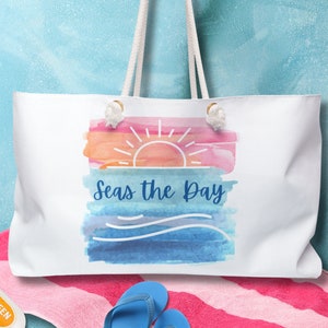 Large Weekender Tote Bag Abstract Ocean Design Tote Bag for Summer Beach Bag Gift for Her Summer Bag with Beach Theme Bag Travel Accessory