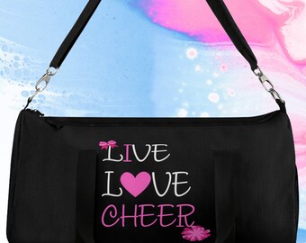 Cheerleading Duffel Bag: "Live, Love, Cheer" Sports Tote