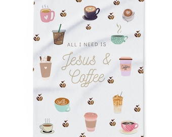 Christian Blanket, All I Need is Coffee & Jesus Arctic Fleece Blanket Plush Cozy Gift for Her