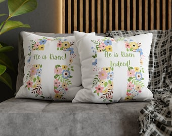 He is Risen Indeed Square Pillow Case for Easter Christian Pillow for Easter Decor Throw Pillow Cover for Easter Gift Christian Pillow Cover