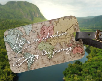 Custom Luggage Tag with Map Design Travel Accessory for Suitcase Tag Retirement Gift for Travel Bag Tag with Name Tag for Baggage Label