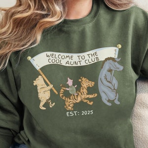 Bluza Vintage Kubuś Puchatek i Przyjaciele Cool Aunt Club, prezent dla nowej cioci, ogłoszenie o ciąży lub prezent urodzinowy dla cioci