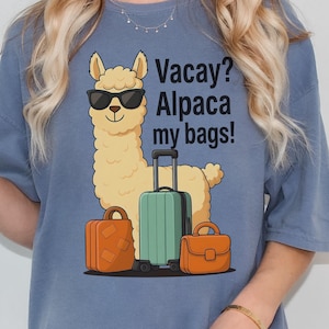 Funny Vacation Shirt, Comfort Colors T-Shirt, Travel Lover Tee, Vaca Alpaca My Bags, Cute Animal Graphic, Summer Trip Top, Llama Drama