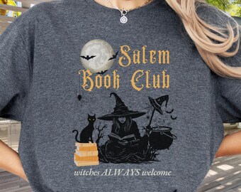 Salem Book Club Shirt for Spooky Reader | Funny Book Lover Halloween Tee | Witches Spooky Season Shirt for Bookworm | Halloween Witchy Shirt