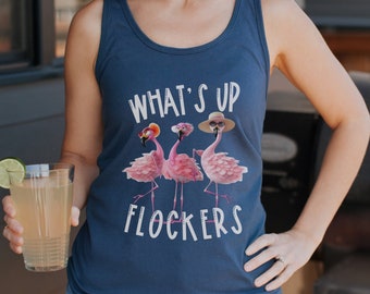 Flamingo tank, racerback tank, flamingo shirt, pink tank top, summer tank, flamingo merch, flockers tank