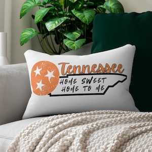 Tennessee Home Sweet Home Lumbar Pillow, Southern Decor, Couch Cushion, Gift for Tennessee Lovers, Homewarming Present, Volunteers Door Merc