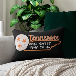 Tennessee Home Sweet Home Lumbar Pillow, Southern Big Orange Decor, TN Couch Cushion, Gift for Tennessee Fans, Homewarming for Vols Fans
