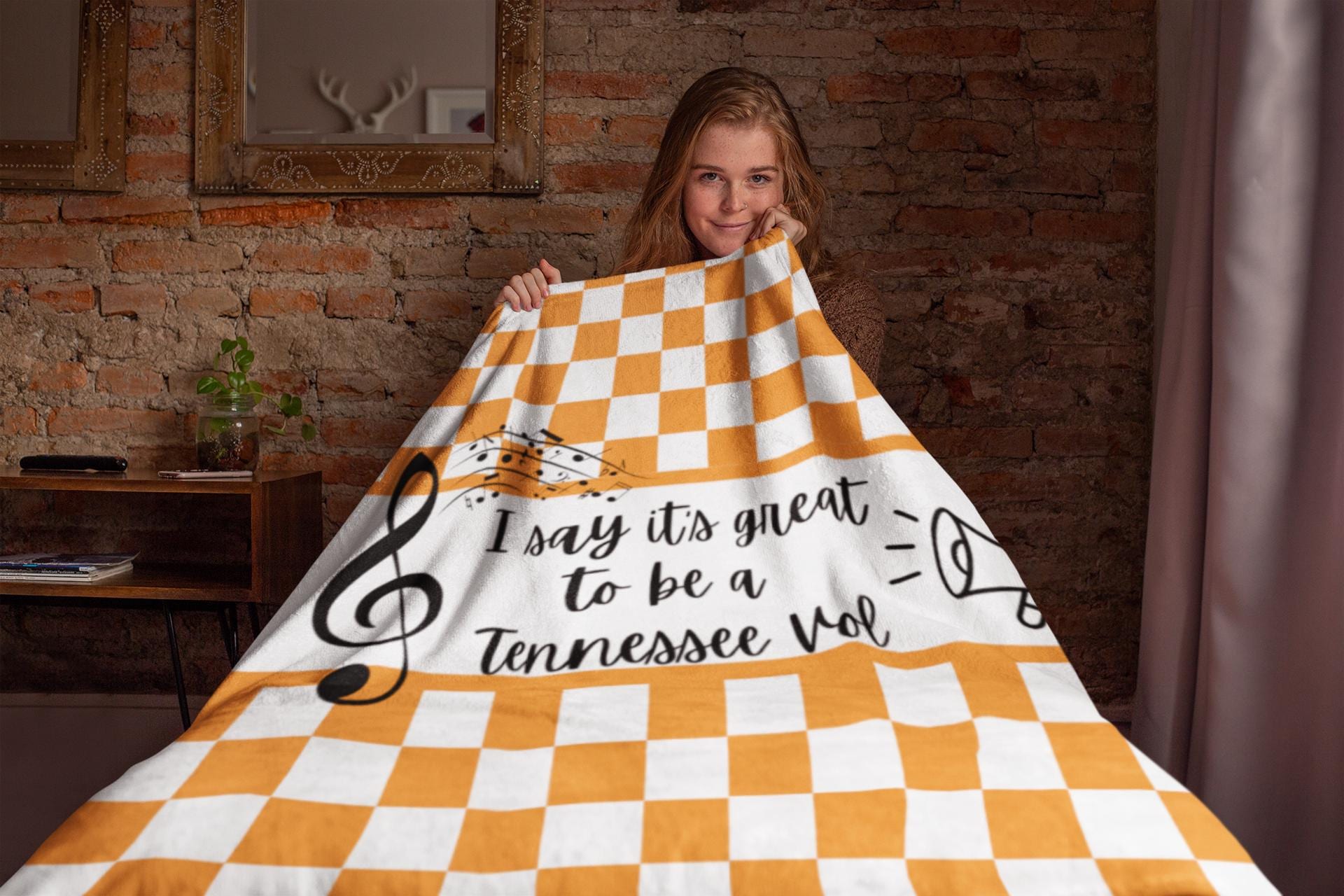 Tennessee Volunteers Blanket, Orange and White Checkerboard