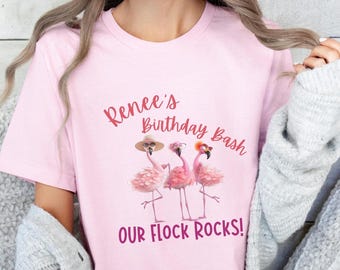 Personlig födelsedagströja, Flamingo Party-tröja, Drottningtröja, Anpassad namntröja, Födelsedagsfest-tröja, Vår flock rockar-tröja, Gotta Go