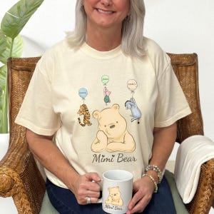 Personalized Mama Mimi Nana Bear Winnie the Pooh Shirt | Custom Gift for Mom and Grandma | Vintage Comfort Colors Tee | Pooh and Friends Mug