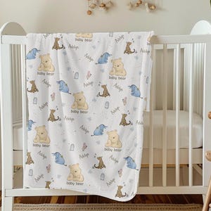 Personalized Winnie the Pooh and Friends Baby Blanket, Gift for Baby Shower of a boy or girl, Customized Kids and Toddler Blanket, Vintage