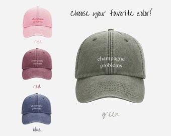 Cap "Champagne Problems" - washed dad cap - Taylor - red, blue, green, pink - low profile - TheSwiftShopDE - Tour Outfit - Switft