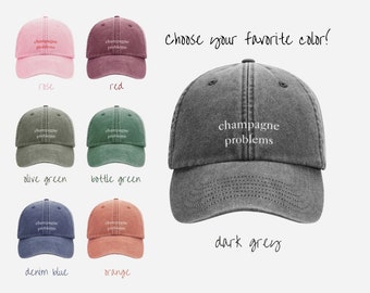 Cap "Champagne Problems" - washed dad cap - Taylor - dunkelgrau, rot, blau, grün - low profile - TheSwiftShopDE - Tour Outfit - Switft