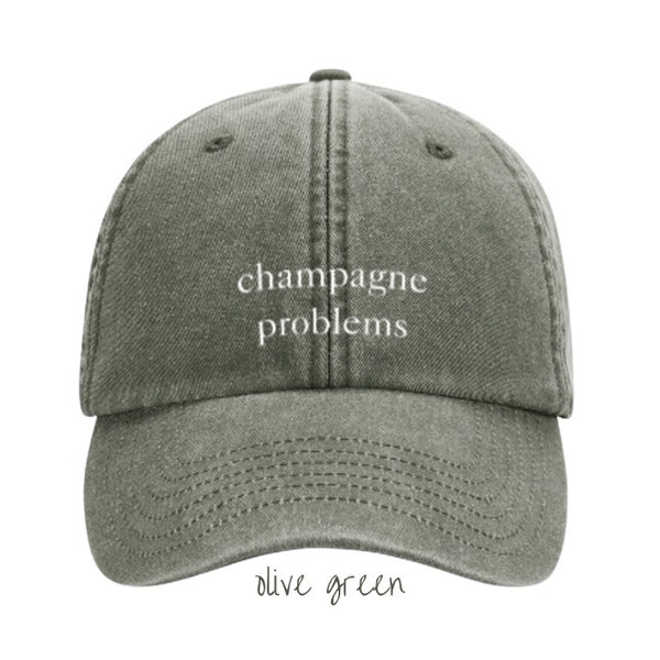 Cap "Champagne Problems" - washed dad cap - Taylor - khaki olive dunkelgrün - low profile - baseballcap - TheSwiftShopDE - Tour Outfit