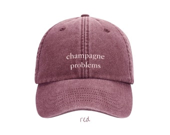 Cap "Champagne Problems" - Washed Dad Cap - Taylor - Red - Denim - Low Profile - Curated by Karma - Merch