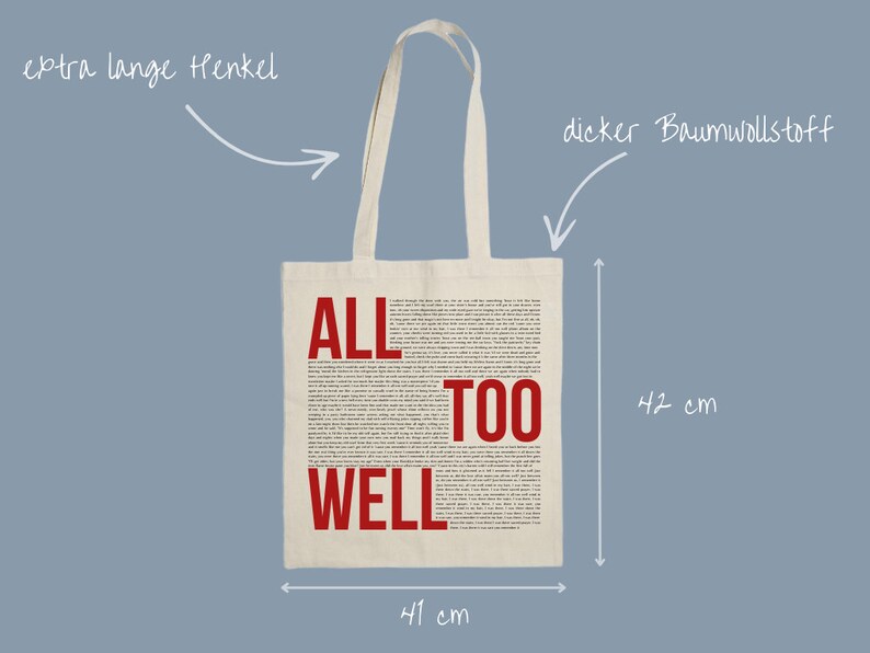 Tote bag all too well with complete lyrics Taylor TheSwiftShopDE Jute bag Switft Gift Merch image 7