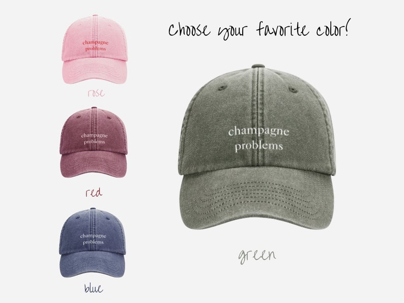 Cap Champagne Problems washed dad cap Taylor rot, blau, grün, pink low profile TheSwiftShopDE Tour Outfit Switft Bild 1