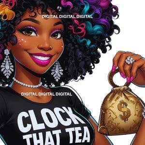 Black woman with an afro PNG file, Instant Digital Download for making art, crafts, tumblers, and shirts.