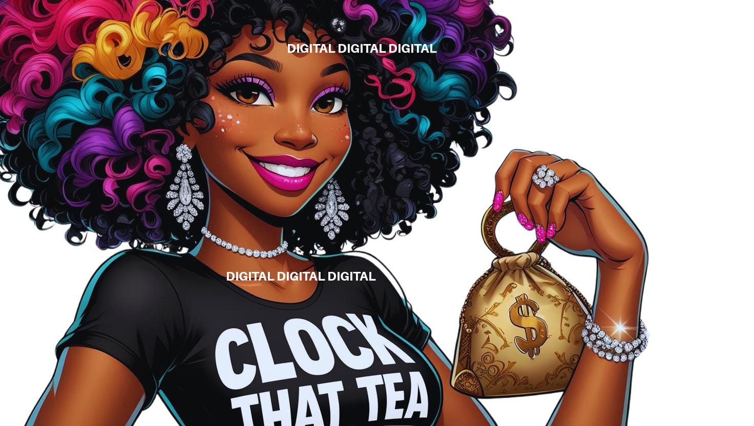 Black woman with an afro PNG file, Instant Digital Download for making art, crafts, tumblers, and shirts.