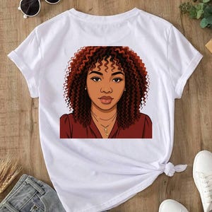 Boucles de femme noire Firey avec une élégance gracieuse Png, Clipart en téléchargement numérique instantané, Clipart femme noire, fille noire, bouclés Afro Lady PNG