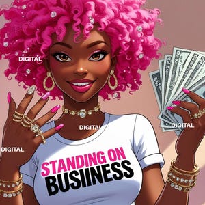 Black woman with an afro. Standing On Business Two PNG files, Instant Digital Download for making art, crafts, tumblers, and shirts.
