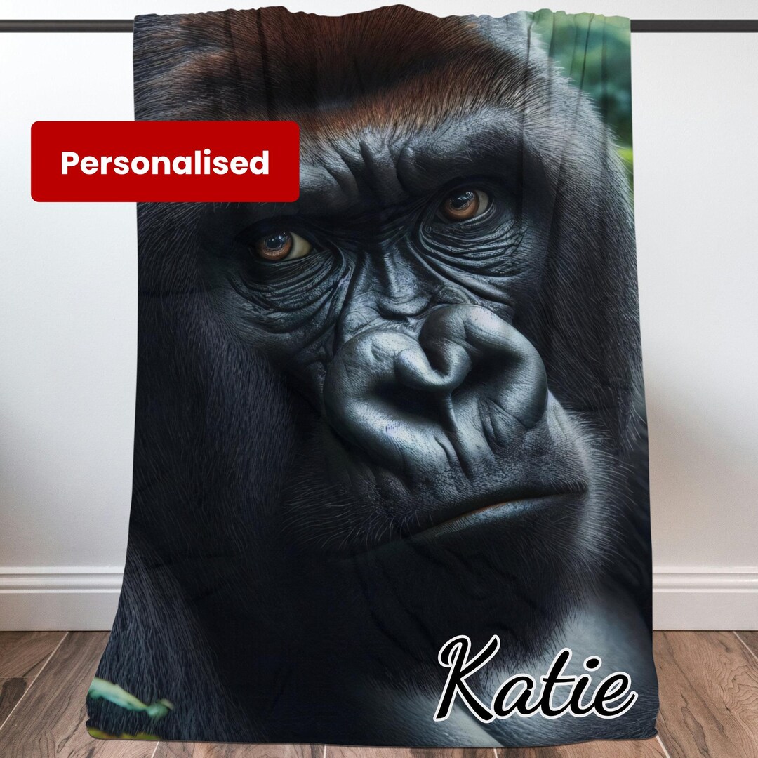 Gorilla Bodyguard Pattern Print Hooded Blanket