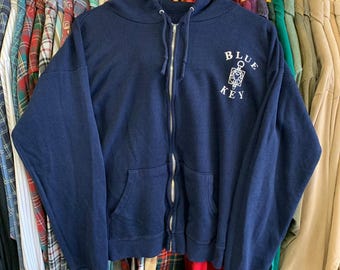 Vintage 1970s Orange Thermal Zip up Hoodie / 70s Hoodie / True