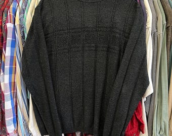Pull en tricot texturé léger noir vintage - Taille TG