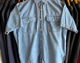 Vintage 90’s Denim Button Up Shirt- Sz Med