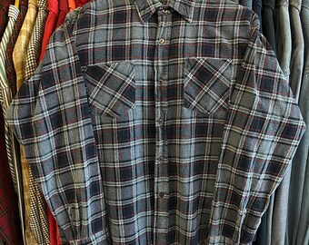 Vintage 90’s Lightweight Striped Flannel Overshirt- Sz Med