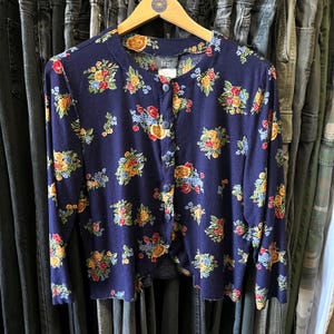 Vintage USA Made Rayon Floral Top- Women’s Large