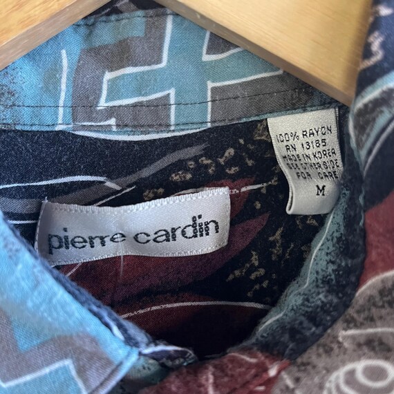 Vintage 90’s Funky Patterned Rayon Collared Butto… - image 2