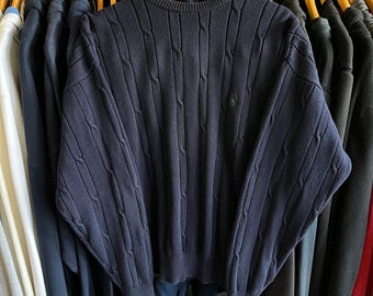 Vintage Cable Knit Nautica Cotton Sweater- Sz Lg