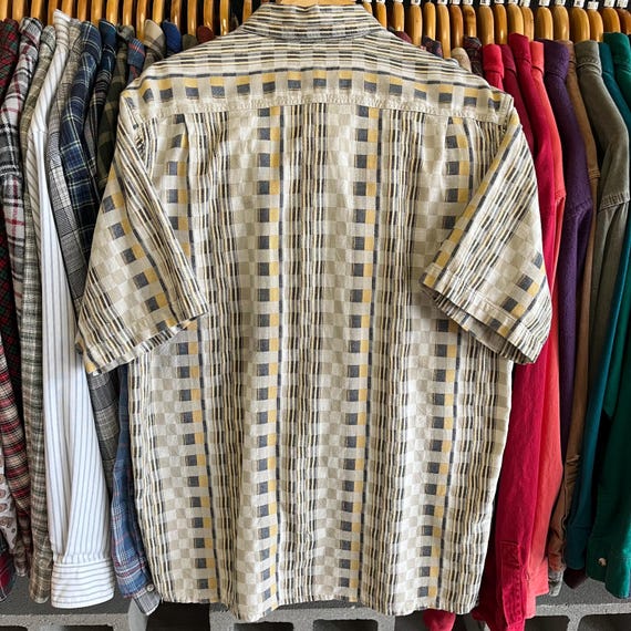 Vintage 90’s Funky Patterned Collared Button Up S… - image 2