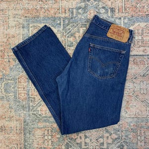 34x30 Vintage 90’s Levis 501 USA Made Straight Leg Dark Wash Jeans