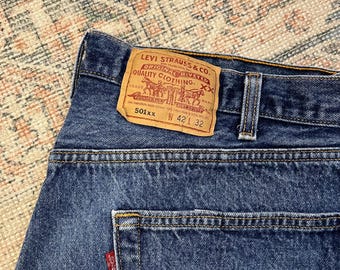 39x30 Vintage 90's Levis 501 USA Made Straight Leg Dark Wash Jeans