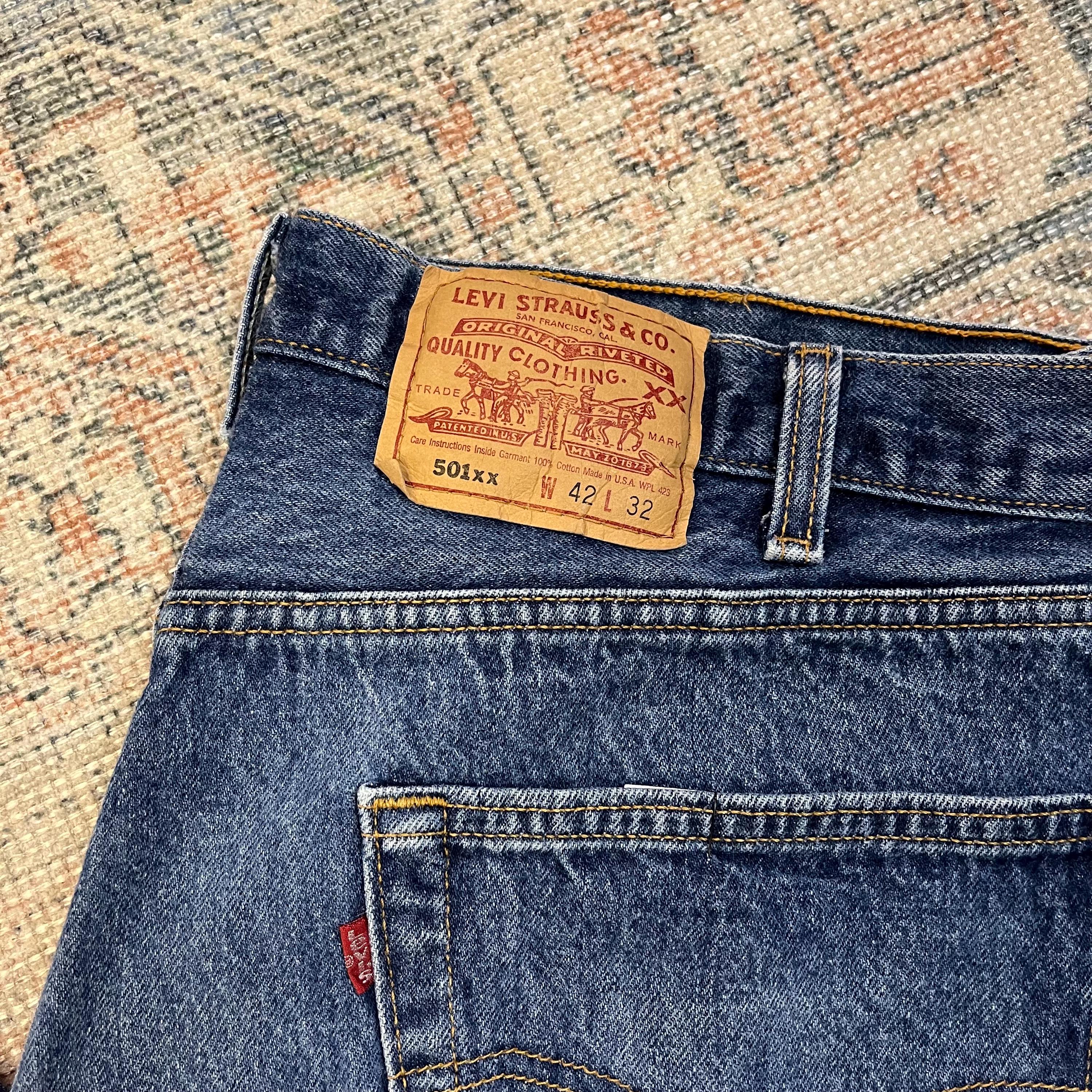 39x30 Vintage 90's Levis 501 USA Made Straight Leg Dark Wash Jeans