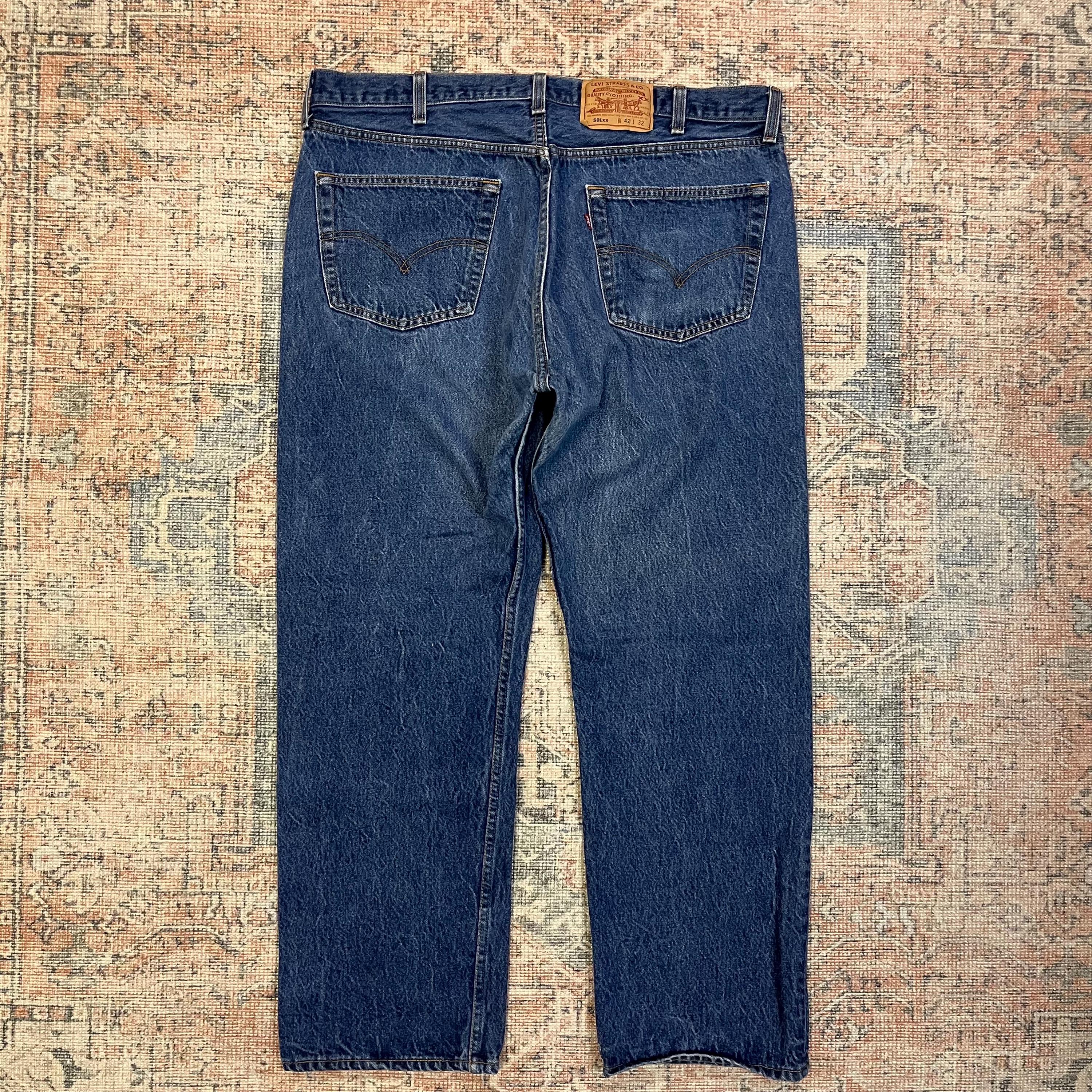 39x30 Vintage 90's Levis 501 USA Made Straight Leg Dark Wash Jeans