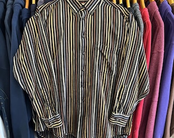 Vintage Striped Cotton Overshirt- Sz Lg
