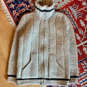 Vintage 1970’s Handmade Full Zip Wool Cowichan Pacific Northwest Indigenous Style Sweater- Sz Med