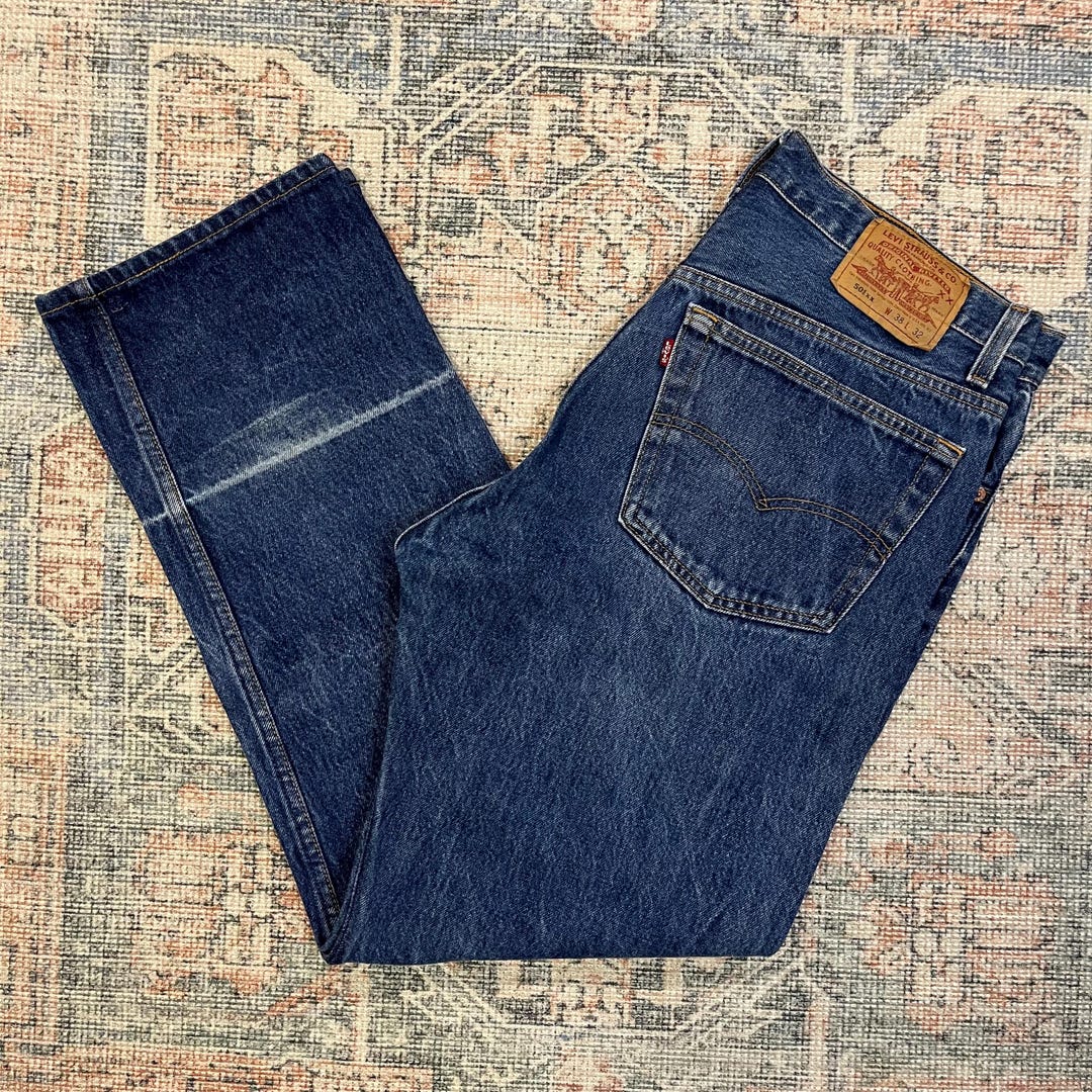35x28 Vintage 90's Levis 501 USA Made Straight Leg Dark Wash Jeans