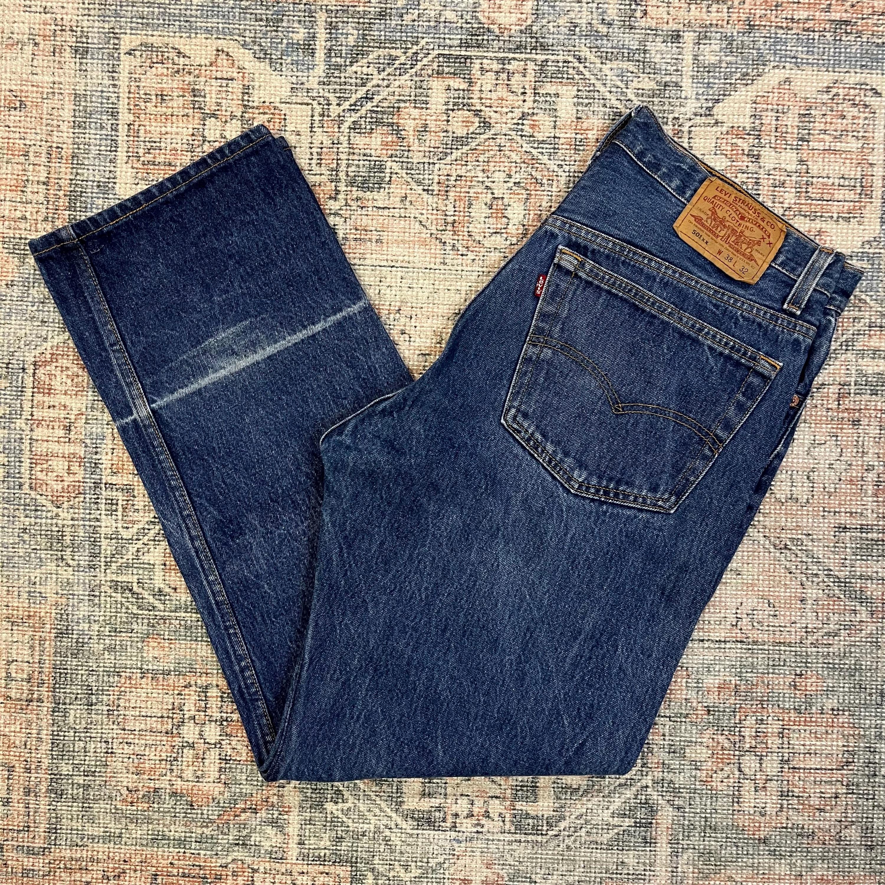 35x28 Vintage 90's Levis 501 USA Made Straight Leg Dark Wash Jeans