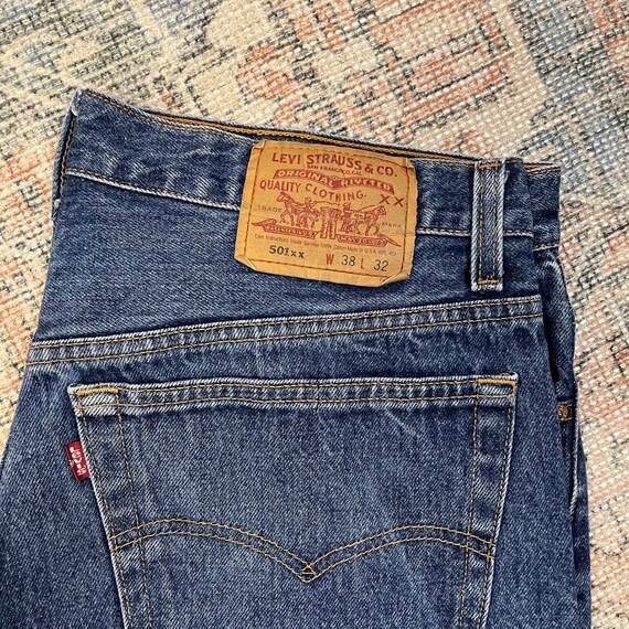 35x28 Vintage 90's Levis 501 USA Made Straight Leg Dark Wash Jeans