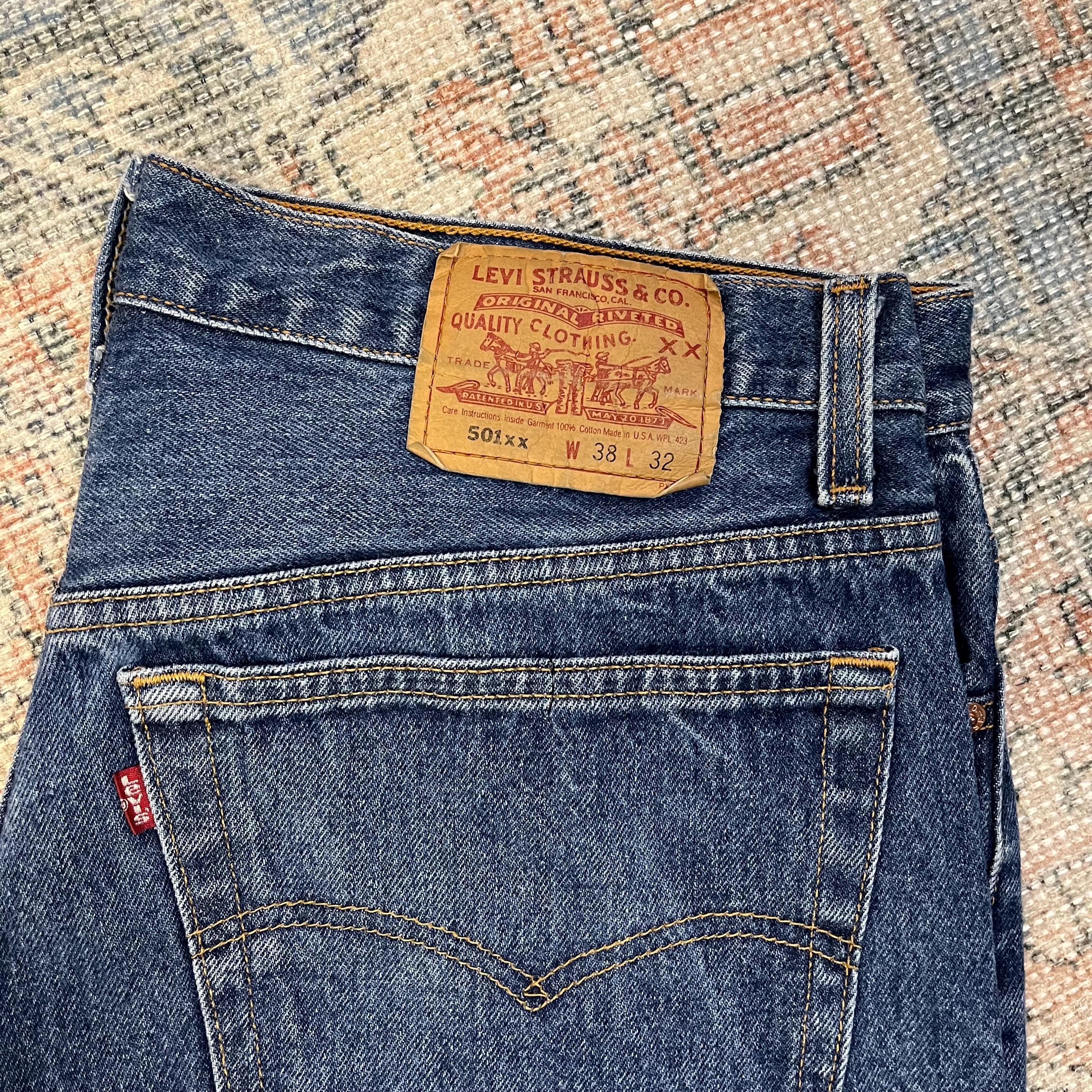35x28 Vintage 90's Levis 501 USA Made Straight Leg Dark Wash Jeans