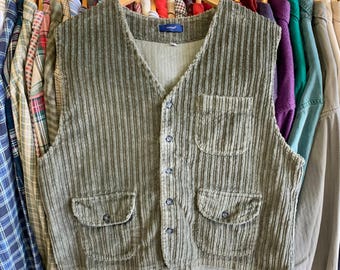 Vintage 90’s Earth Tone Corduroy Vest- Sz Med
