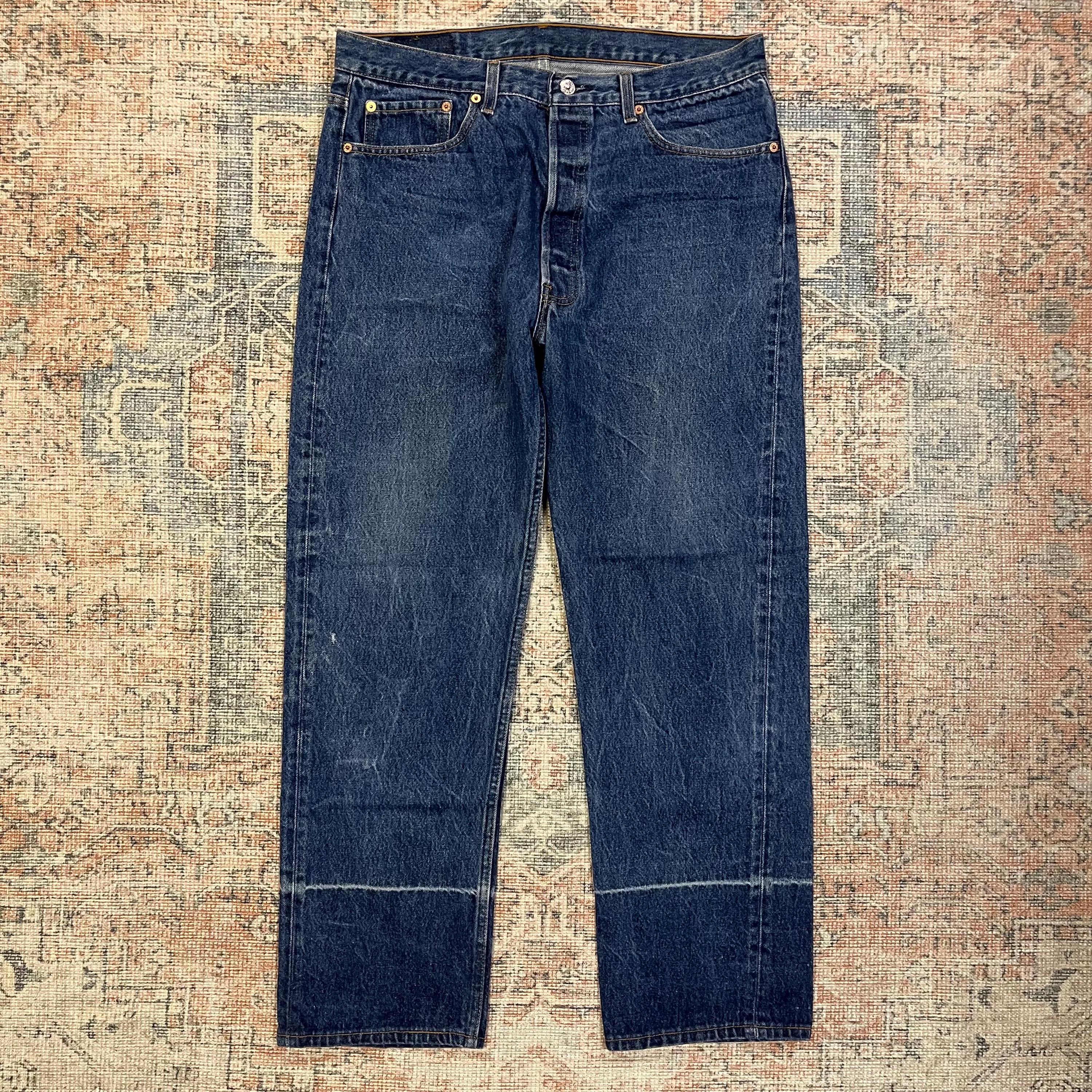 35x28 Vintage 90's Levis 501 USA Made Straight Leg Dark Wash Jeans