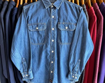 Vintage 00’s Dickies Workwear Denim Button Up Overshirt- Sz Med